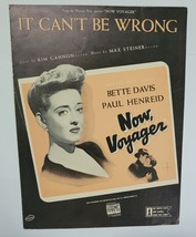 It Can&#39;t Be Wrong Bette Davis Now, Voyager Film Sheet Music 1942 - $5.00