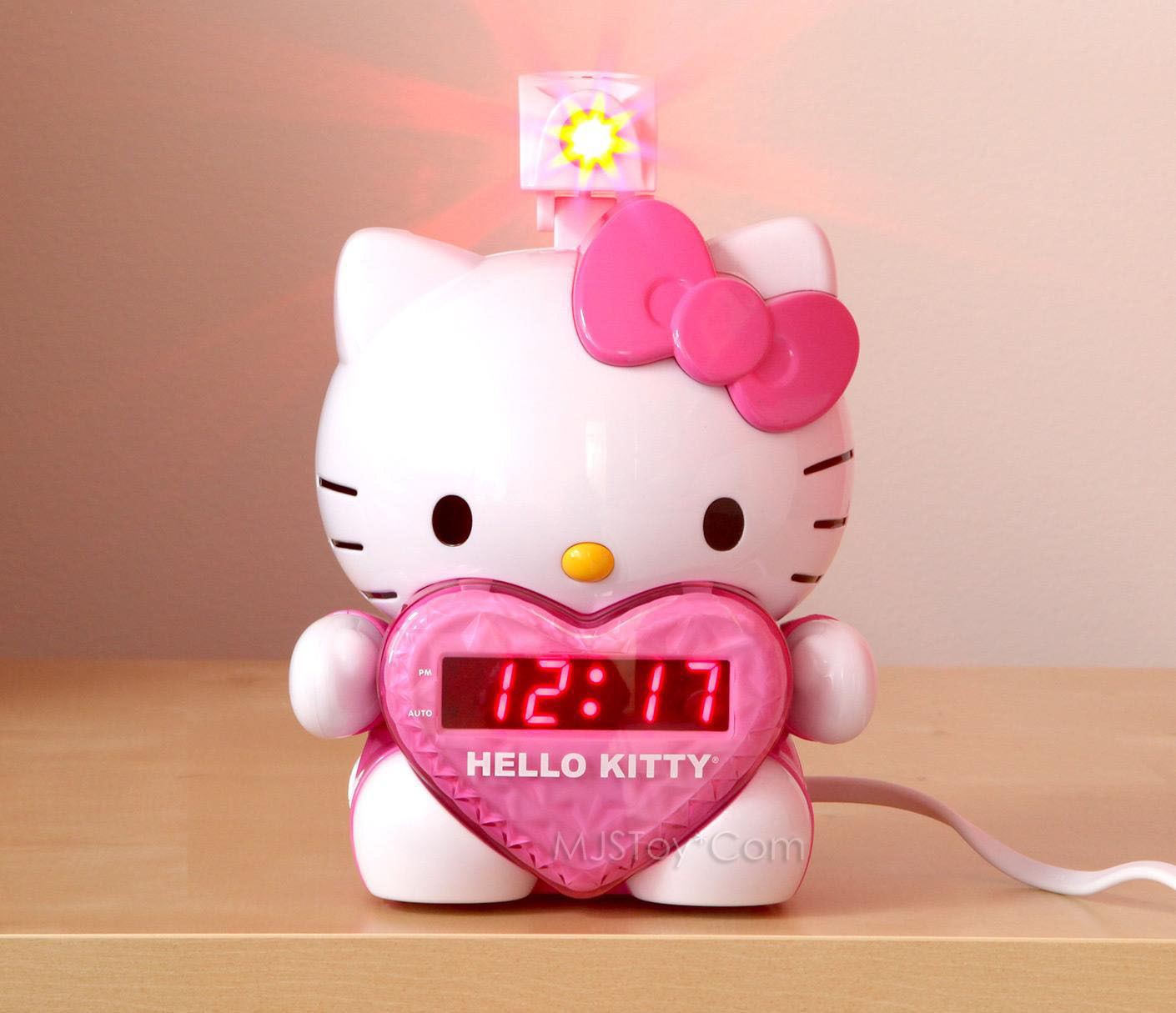 NEW LED Hello Kitty Projection Alarm Clock Radio Digital Tuning+Battery