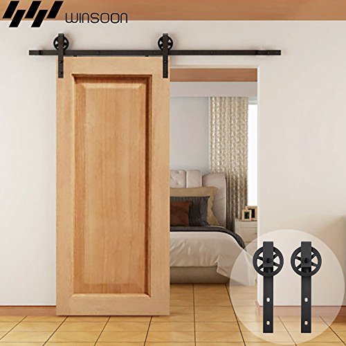 Winsoon 5 16ft Single Wood Sliding Barn Door Hardware Basic Black Big Spoke Whee Other 8903