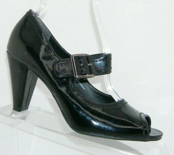 Aerosoles 'Reviving' black man made peep toe mary jane buckle heels 7 ...