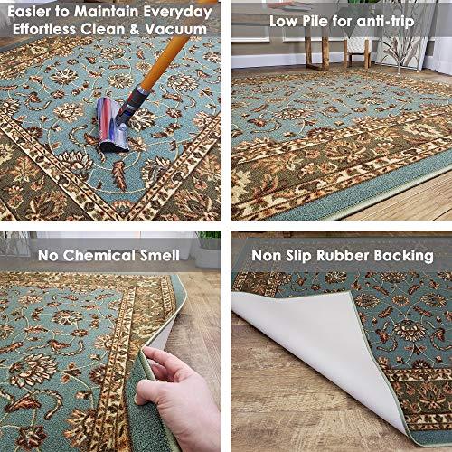 Area Rug 5x7 Teal Traditional Kitchen Rugs and mats Rubber Backed Non