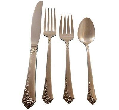 4 International Deep Silver ANNIVERSARY ROSE Dinner Knives 1962