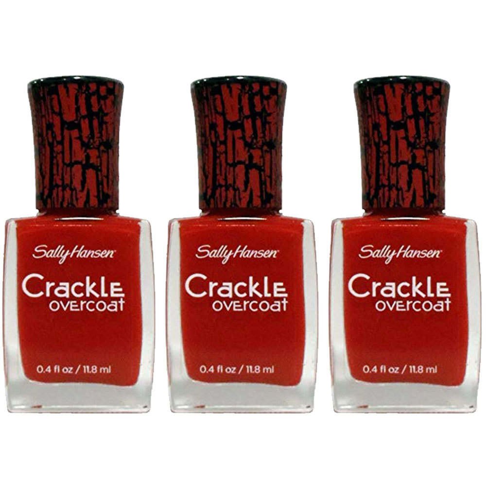 (3 Pack) Sally Hansen Crackle Overcoat Nail Polish, Cherry Smash, 0.4 Fluid Oz