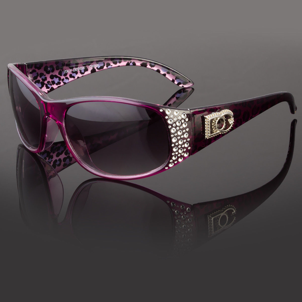 Dg Womens Rhinestones Sunglasses Designer Fashion Retro Bling Oval Wrap Vintage Sunglasses