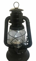 Black Hanging Lantern with Loop Hanger 11" High Metal Glass Led Camping Outdoor