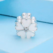 925 Sterling Silver White Primrose with White Enamel Clip Charm Bead - $15.88