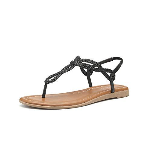 Women's Braided T-Strap Sandals Slingback Flats Roman Gladiator Thongs ...