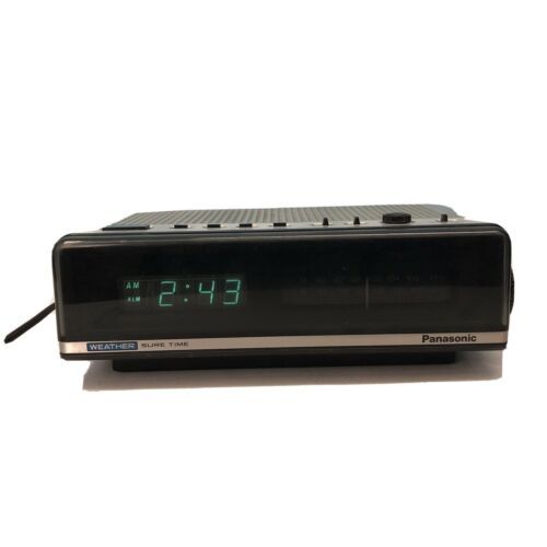 Mid Century Modern Panasonic Silver In Color Cased Radio Alarm Clock Model  RC-77