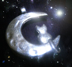 Haunted Cat Moon Charm Free W $25 27X End Jealousy Sorrow Anger Magick Witch - $0.00