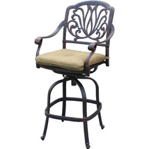 5pc patio bar set cast aluminum furniture 36" square table 4 swivel bar stools image 2