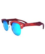 Real Brazilian Pear Wood Sunglasses, Ice Blue Polarized Lenses, Club Style - $62.00