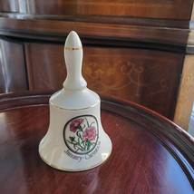 Vintage Porcelain Bell, January flower Carnation, by Papel, made in Japan