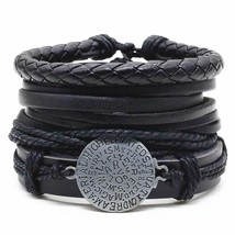Stylish PU Leather Coin Design Charm Wristband Multi Strand Bracelet (Se... - $12.00