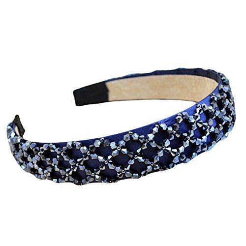 Wide-brimmed Crystal Hair Band/Hairbands Beautiful Hair Accessory-Deep Blue