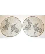 NEW PAIR OF ISAAC MIZRAHI BEADED EASTER BUNNY RABBIT 15&quot; PLACEMATS/CHARGERS - $58.40