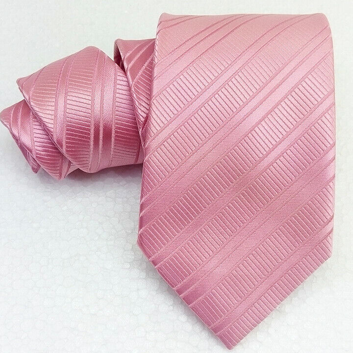New Necktie solid pink 100% silk  Made in Italy Morgana wedding / business  ties