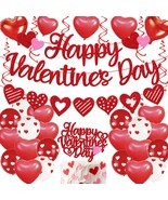 Happy Valentine’s Day Decorations Valentine&#39;s Day Banner Cake Topper Red... - $21.99