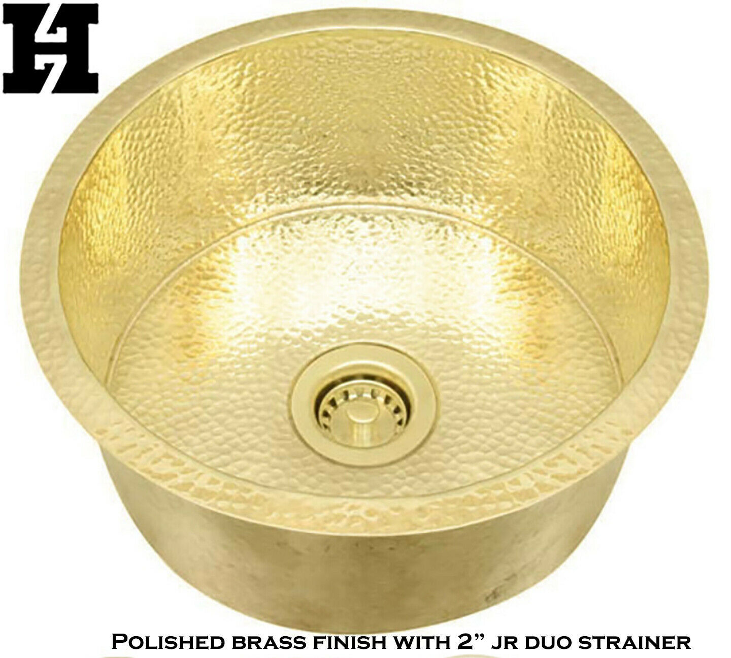 Santa Clara Brass Sinks 16 x 16 Round Brass Bar sink 2" drain opening
