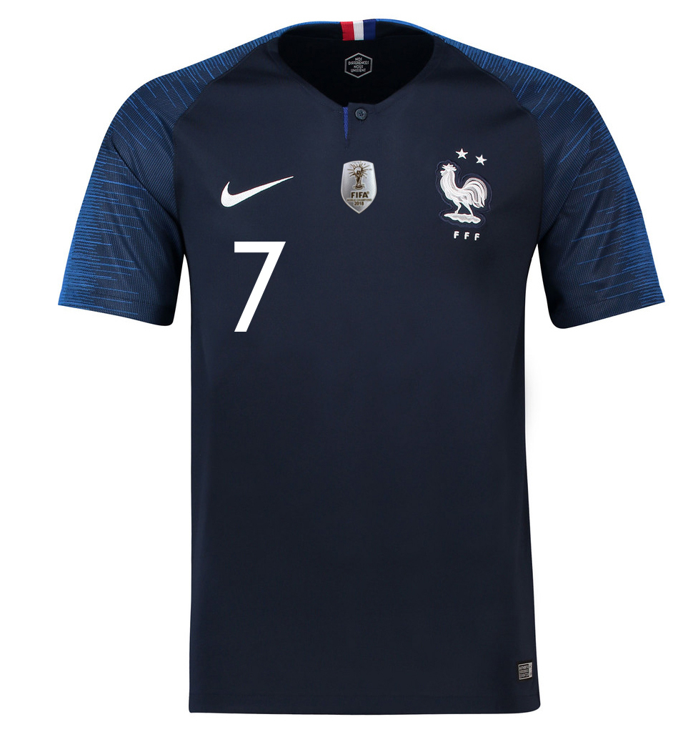 France Home 2 Star 7 GRIEZMANN World Cup 2018 Men Soccer Jersey ...