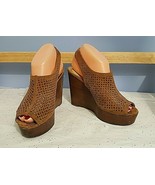 Coach Women&#39;s &quot;Chasity&quot; Wedge Platform Sandal Brown Cut Out Suede Shoes ... - $39.60
