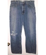 LEVI&#39;S 569 Jeans Sz 33 Men Loose Straight Destroyed High Rise Blue Denim - $19.79