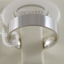 18K WHITE GOLD WEDDING BAND UNOAERRE SQUARE RING MARRIAGE 5 MM, MADE IN ITALY image 1