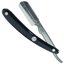 Parker SRB Black Stainless Steel Clip Type Straight Barber Razor &amp; 5 Blades - $17.64