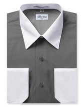 Pre-Owned Men's Classic White Collar & Cuffs Two Tone Dress Shirt With Defects image 2