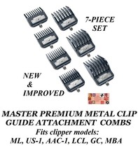 Andis PREMIUM METAL CLIP Blade GUIDE 7 pc COMB SET*Fit MASTER,Fade,USPro... - $39.99