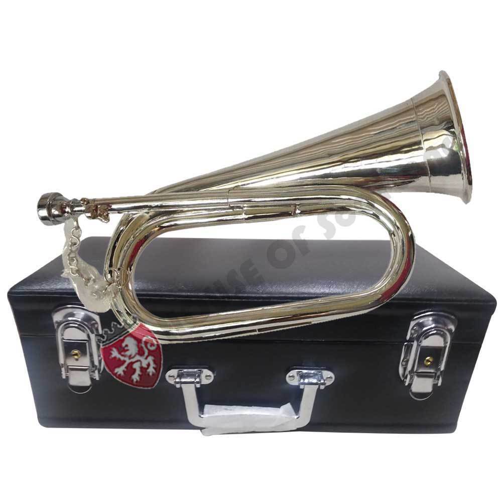 New British Army Style Bb Bugle Tune able Brass with Silver Plated Mouthpiece