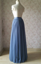 DUSTY BLUE Tulle Maxi Skirt Floor Length Dusty Blue Bridesmaid Skirt Outfit image 7