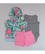 Carter&#39;s 3 Month Set for Girls Hawaiian Flowers Shorts Set with Jacket  - $10.00