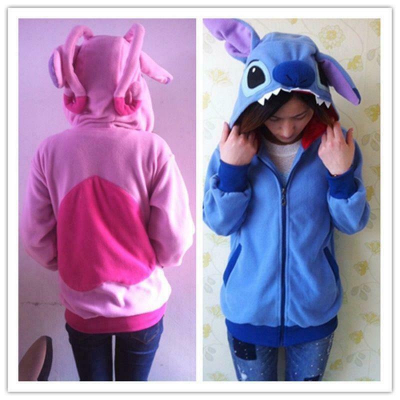 Disney Kigurumi Lilo & Stitch blue/pink  Angel hoodie cosplay coat jacket New