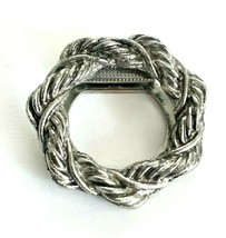 Vintage Silver Tone Metal Twisted Wreath Scarf Clip Ring - $9.75