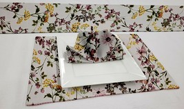 Spring Flowers Placemat Table Runner Cloth Napkins Table Linens Set - $60.78+