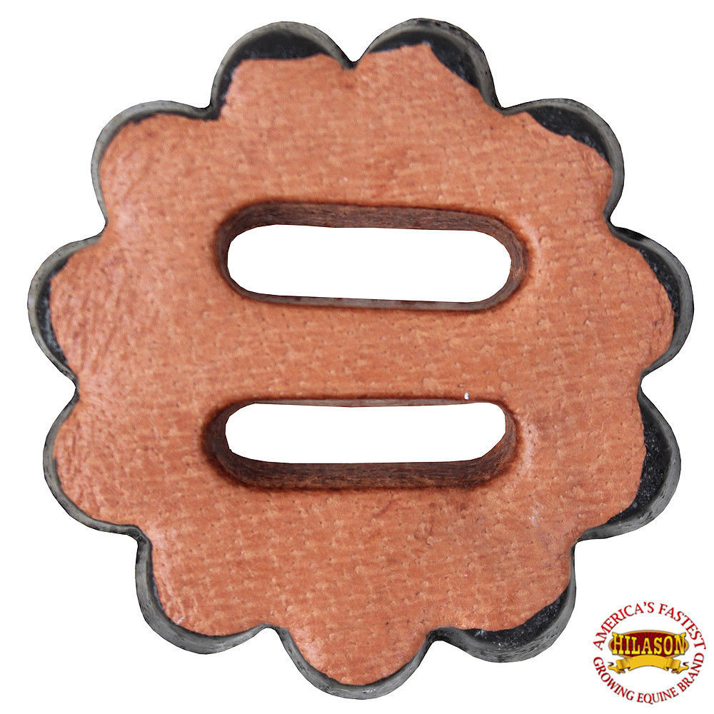 HILASON SLOTTED SCALLOPED LEATHER ROSETTE CONCHO SADDLE TACK TAN 11/2" Conchos