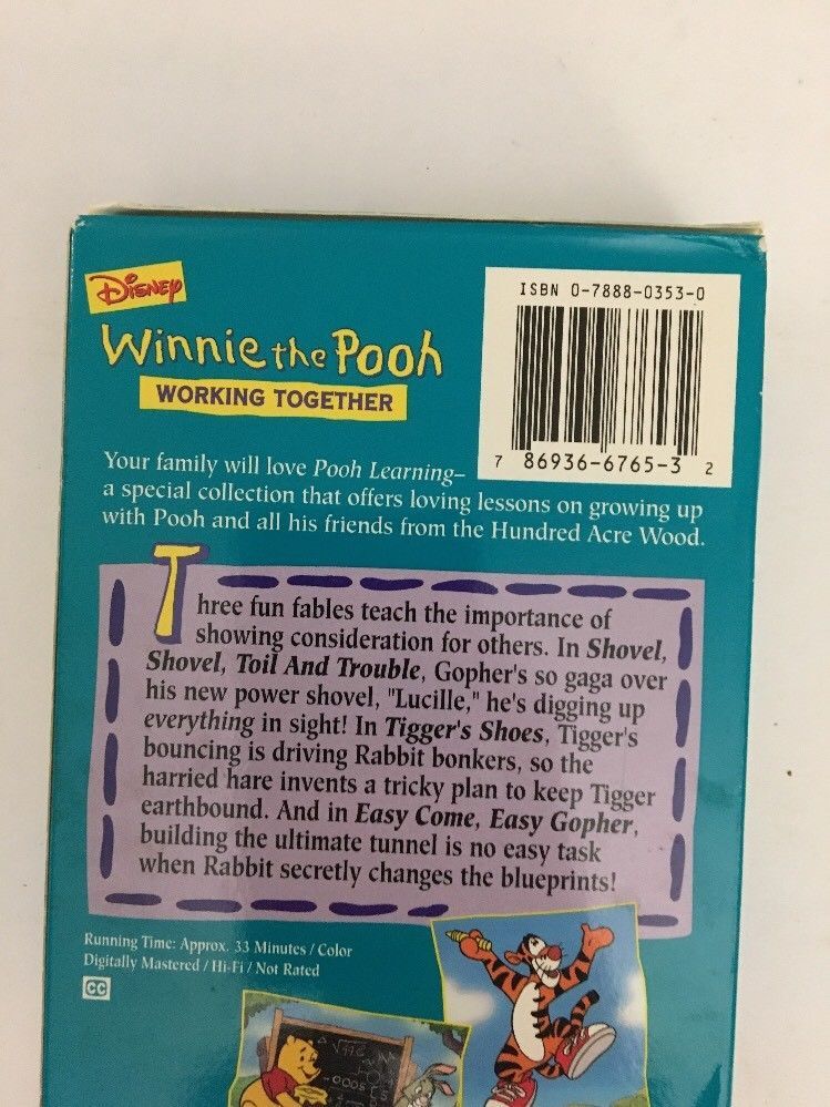 Disney Winnie The Pooh Working Together VHS Learning-TESTED-RARE-SHIP N ...