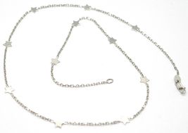18K WHITE GOLD NECKLACE WITH FLAT STARS, SQUARE CABLE ROLO CHAIN, 16.5 INCHES image 3