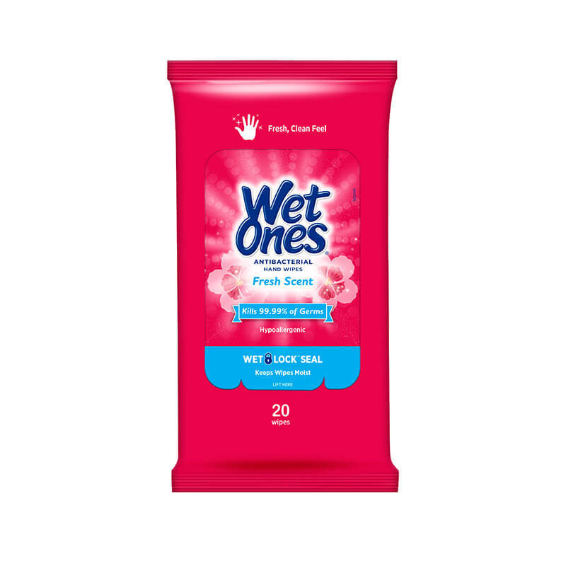 Wet Ones Antibacterial Hand Wipes, Fresh Scent, 20 Count Travel Pack