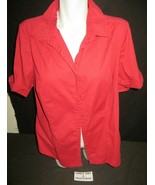 Womens Red short sleeve shirt 1X with collar buttons St Johns Bay - $10.68