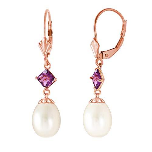 Galaxy Gold GG 14k Rose Gold Natural Purple Amethyst and Cultured Freshwater Pea