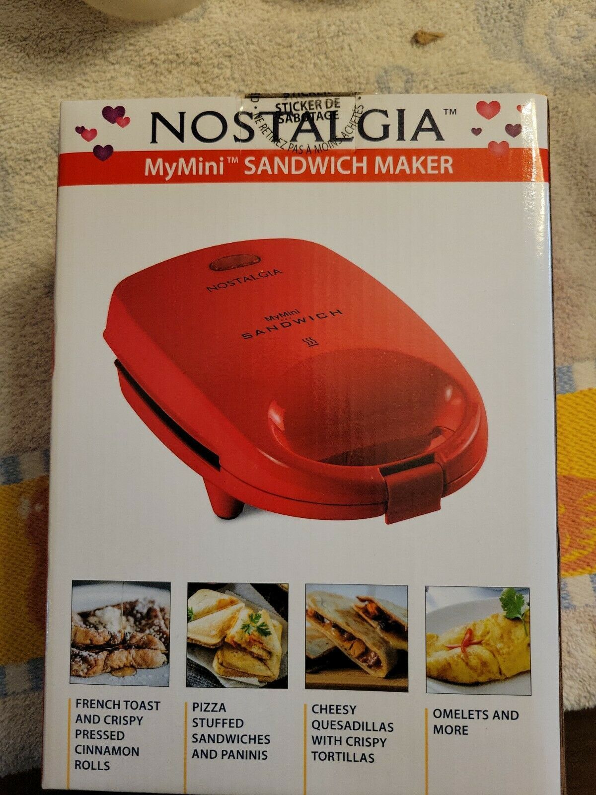 NostalgiaMy Mini Sandwich Maker Compact, Easy To Clean, Nonstick, Red