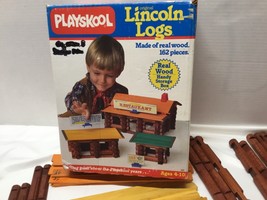 Vintage 1986 Playskool Original Lincoln Logs #886 incomplete wood 154 pieces - $15.79