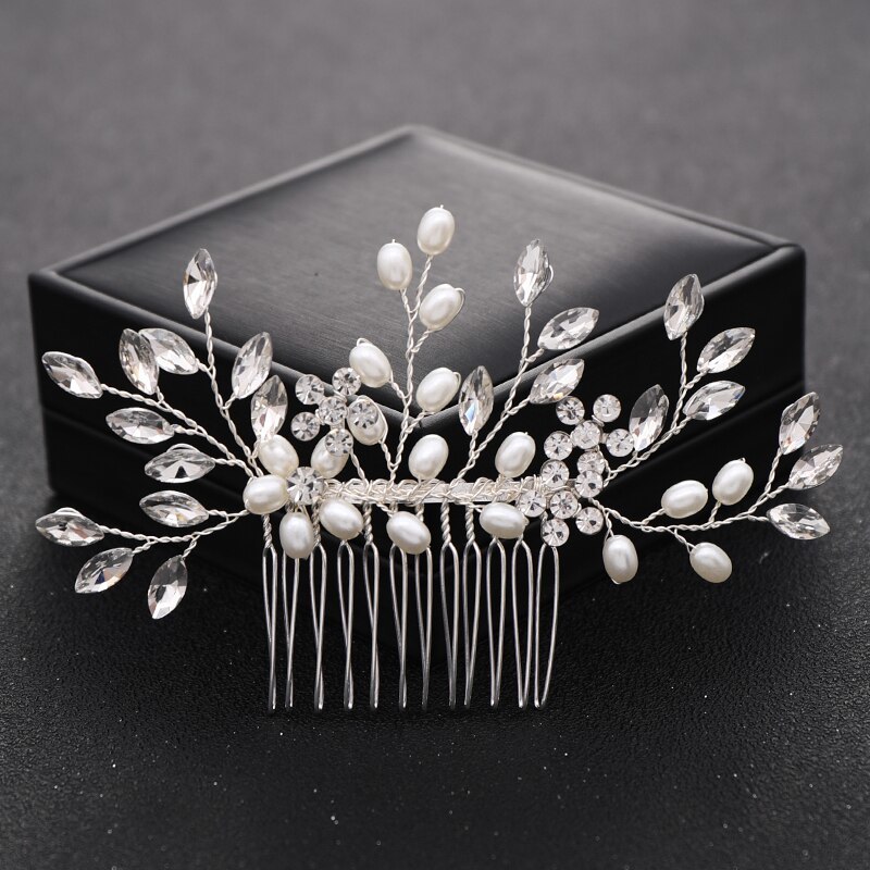 Wedding Crystal Flower Pearl Hair Comb Pin Band Party Rhinestone Hairpin Headban