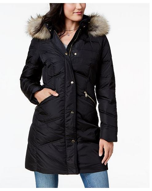 1 Madison Expedition Womens Black Fur Hood Coat LARGE - Coats & Jackets