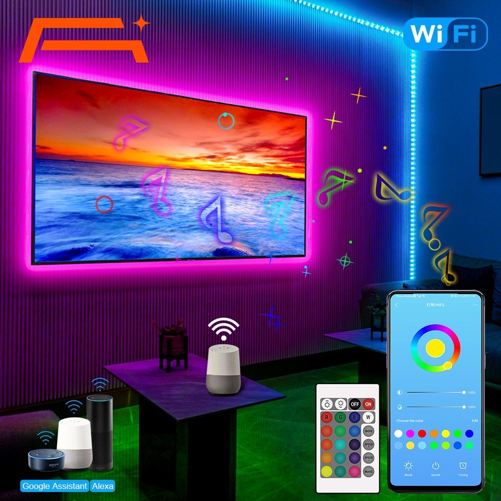 WiFi Led Strip, Google Home Controlled by APP, Music Sync Color Changing LED Str