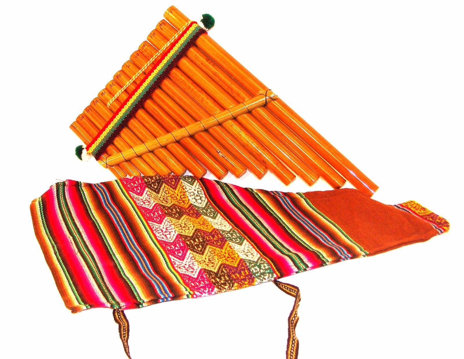 638,639 Pan Flute & Cotton Bag Andes Music Instrument Peru Fair Trade
