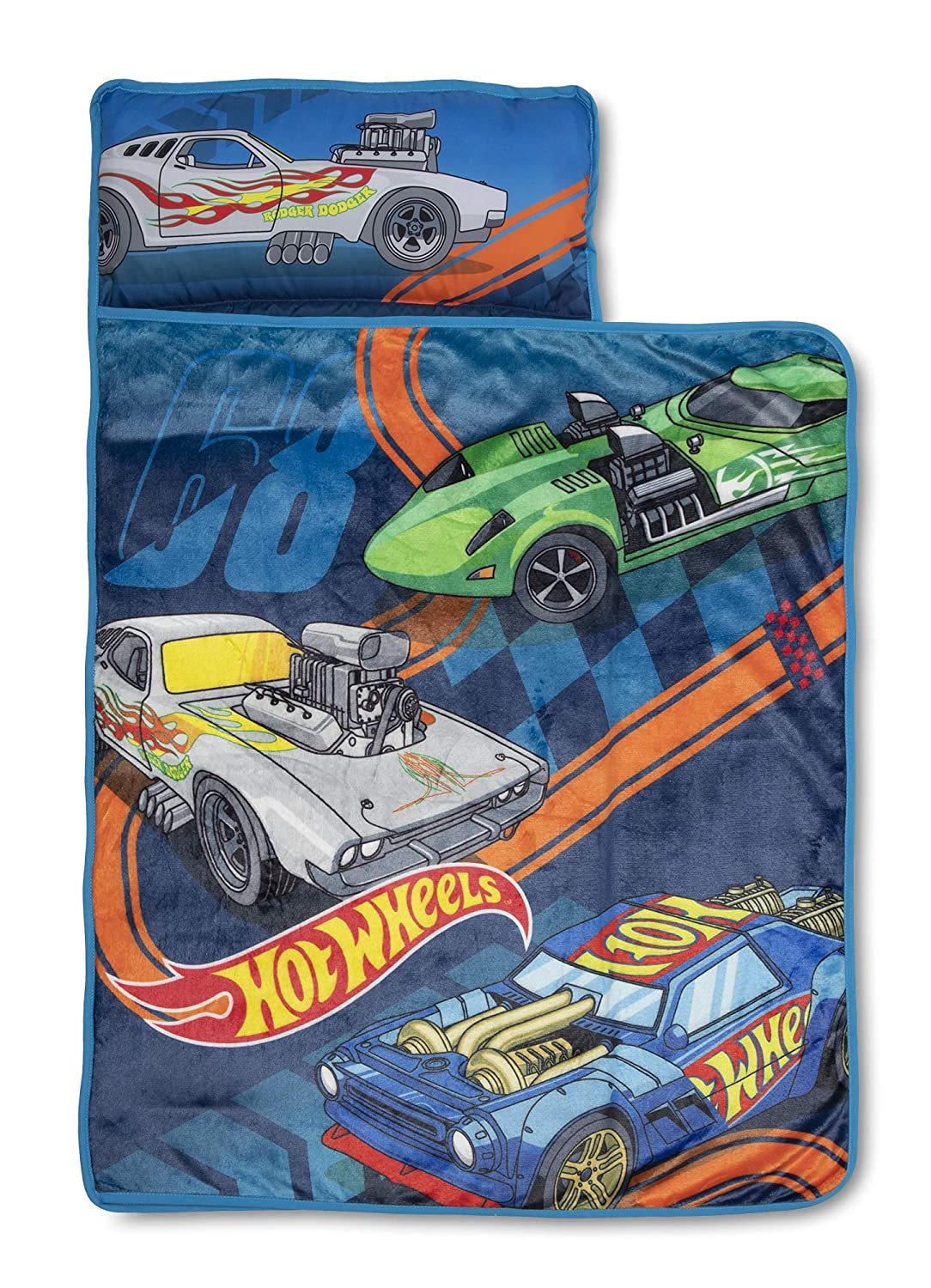 Hot Wheels Nap Mat Toddler Blanket Race Car Blue Blankets & Throws