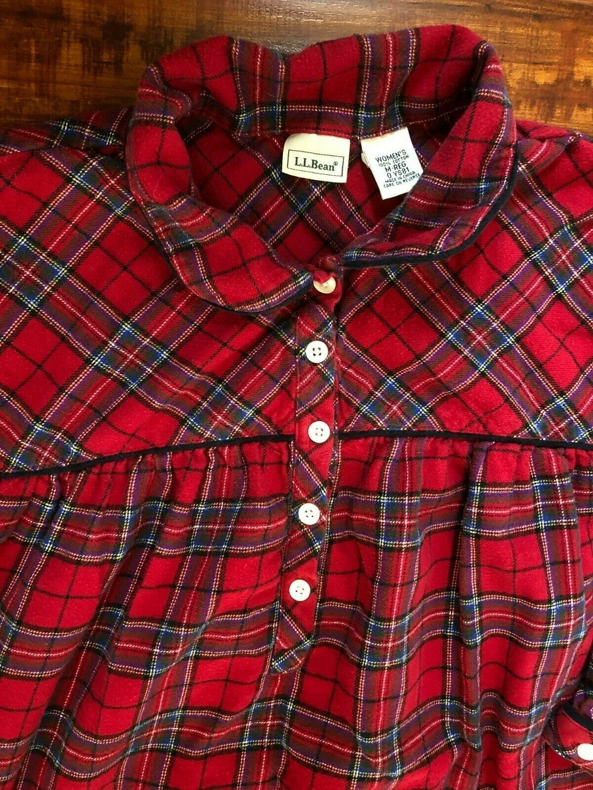 red plaid night gown