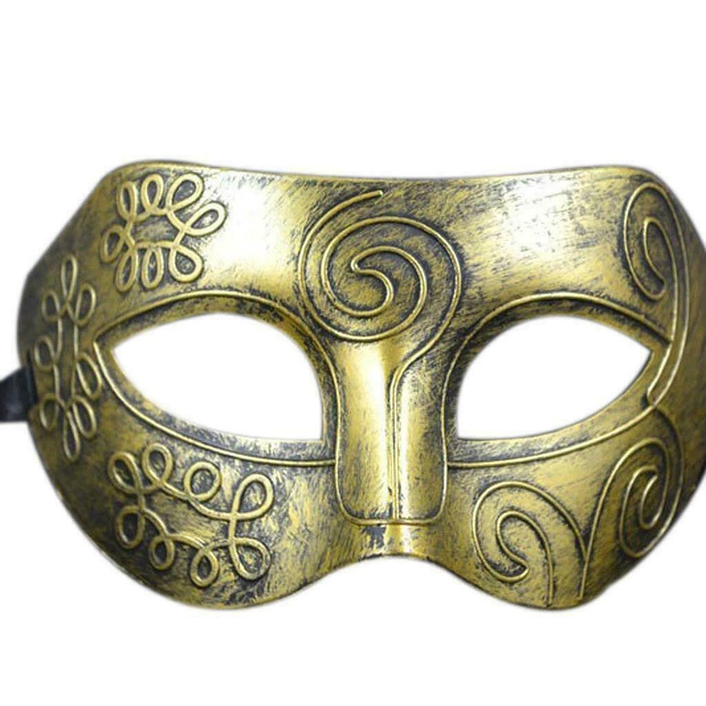 Roman Greek Warrior Mens Venetian Halloween Costume Masquerade Mask Ethnic Gold